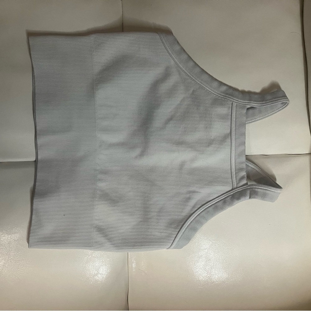 White/Gray Ribbed Workout Tank Top